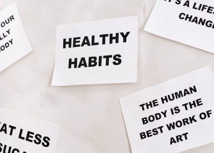 Motivational cards promoting healthy habits and positive thinking for lifestyle change.